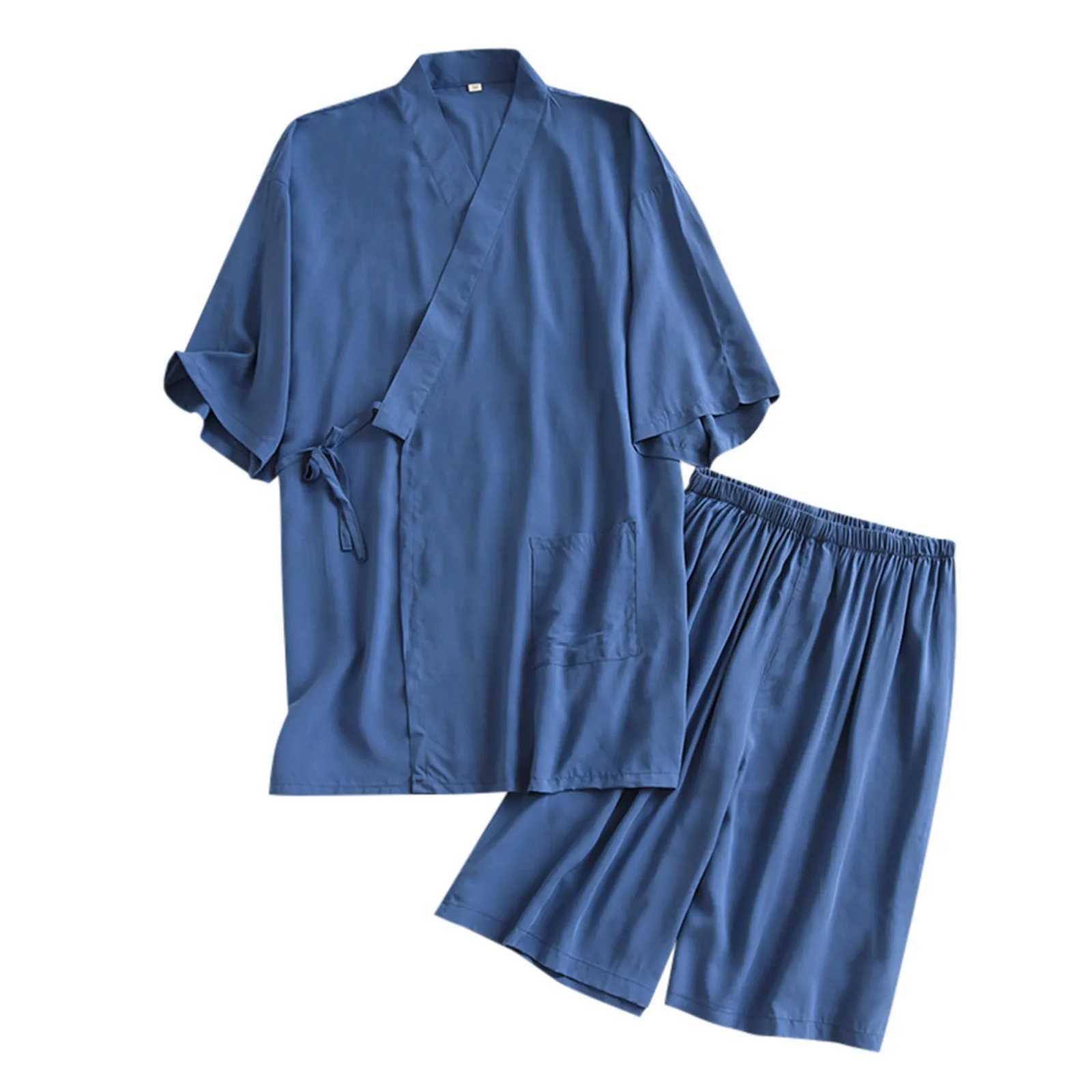 2024 Summer New Japanese Style Couples Thin Cotton Pajamas Kimono Short Sleeve Shorts Plus Size Pajamas Home Wear Light Pajamas Y240906