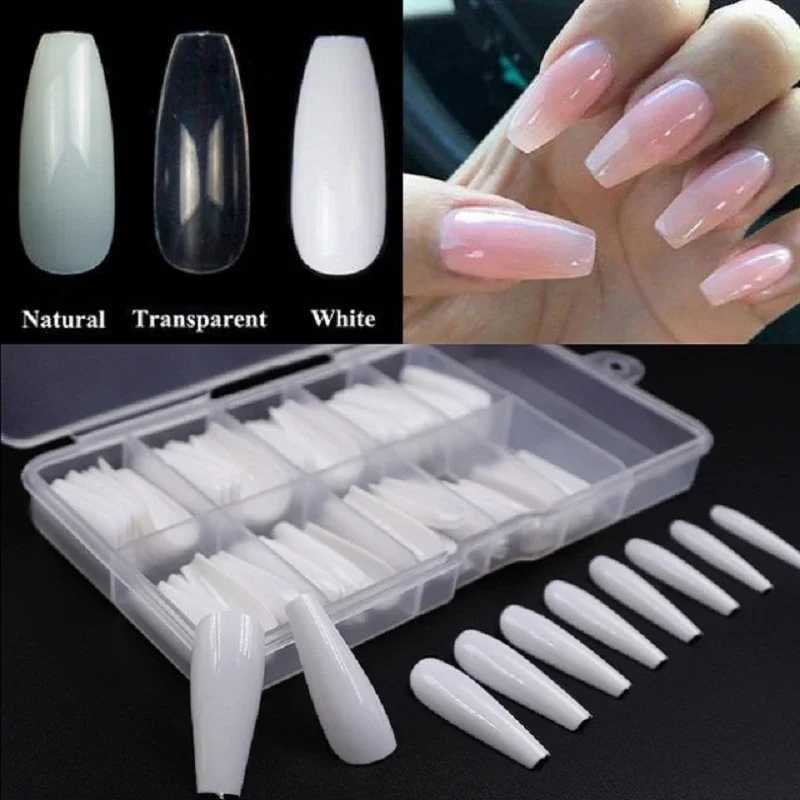Heallor 100/500 pieces of natural ballet dancers nails fake acrylic full cover press handmade fake nails art tips DIY salon for fake nails W240905