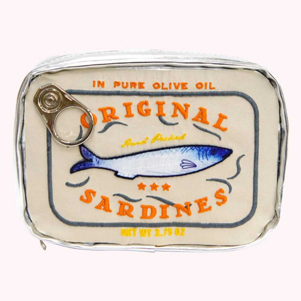 Canned sardine Womens Travel Makeup Bag Cute Makeup Bag Creative Portable Fashion Zipper Multi functional Weekend Holiday W240905