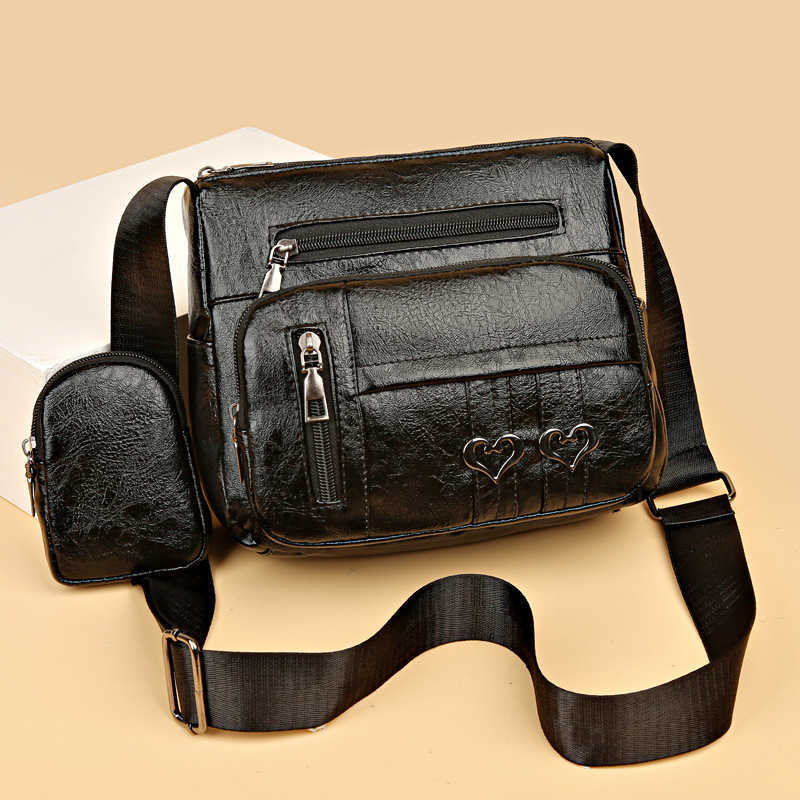 large capacity women's shoulder bag, casual and versatile set of mother and child, women's bag PU crossbody bag, middle-aged mother bag 2409