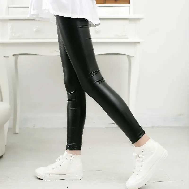 Spring Childrens Pants for Girls Fashion Faux Leather Girls Leggings Thin Kids Skinny Trousers Kids Clothing Girl Pencil Pants Y240906