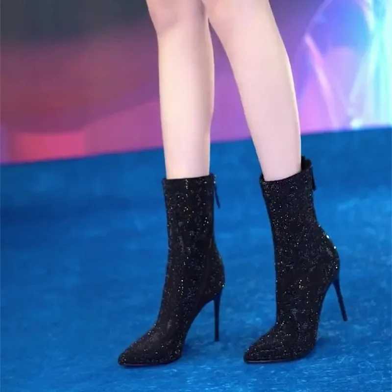 2024 Spring/Summer New Fashion Jacket Version Comfortable Ultra Thin High Heel Strap Zipper Womens Bare Boots Single Boots CL240906