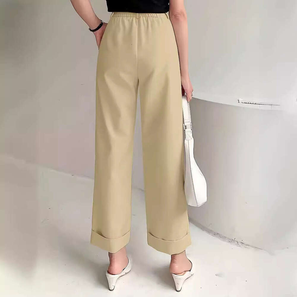 2024 new commuting style with slim and solid pockets, high waisted versatile casual suit pants for women
