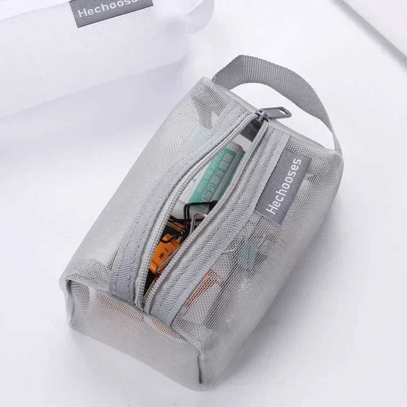 Mini transparent nylon mesh cosmetic bag cute womens small lipstick cosmetic bag data cable key headset manager box W240905