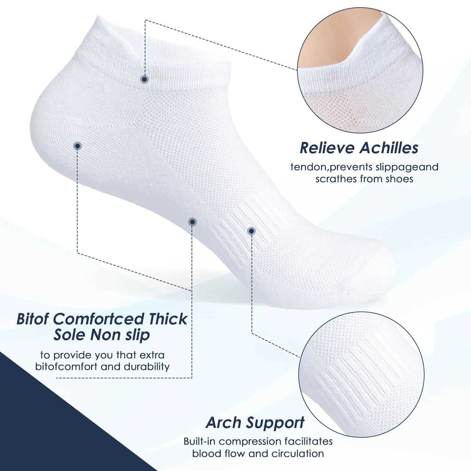 6 pairs of womens mens socks student couple cotton new plus size sports ear mesh spot running solid color boat ankle socks W240905