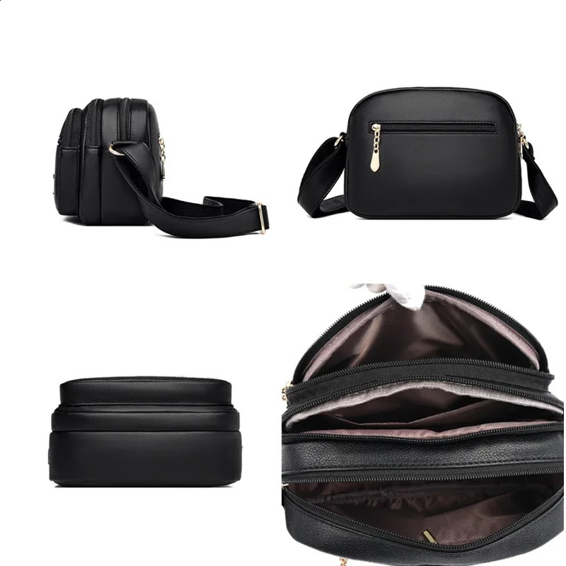 High Quality Soft Leather Purse Fashion Women Shoulder Messenger Bag Multi-pocket Wear-resistant Bag Ladies Handbag Sac 250103