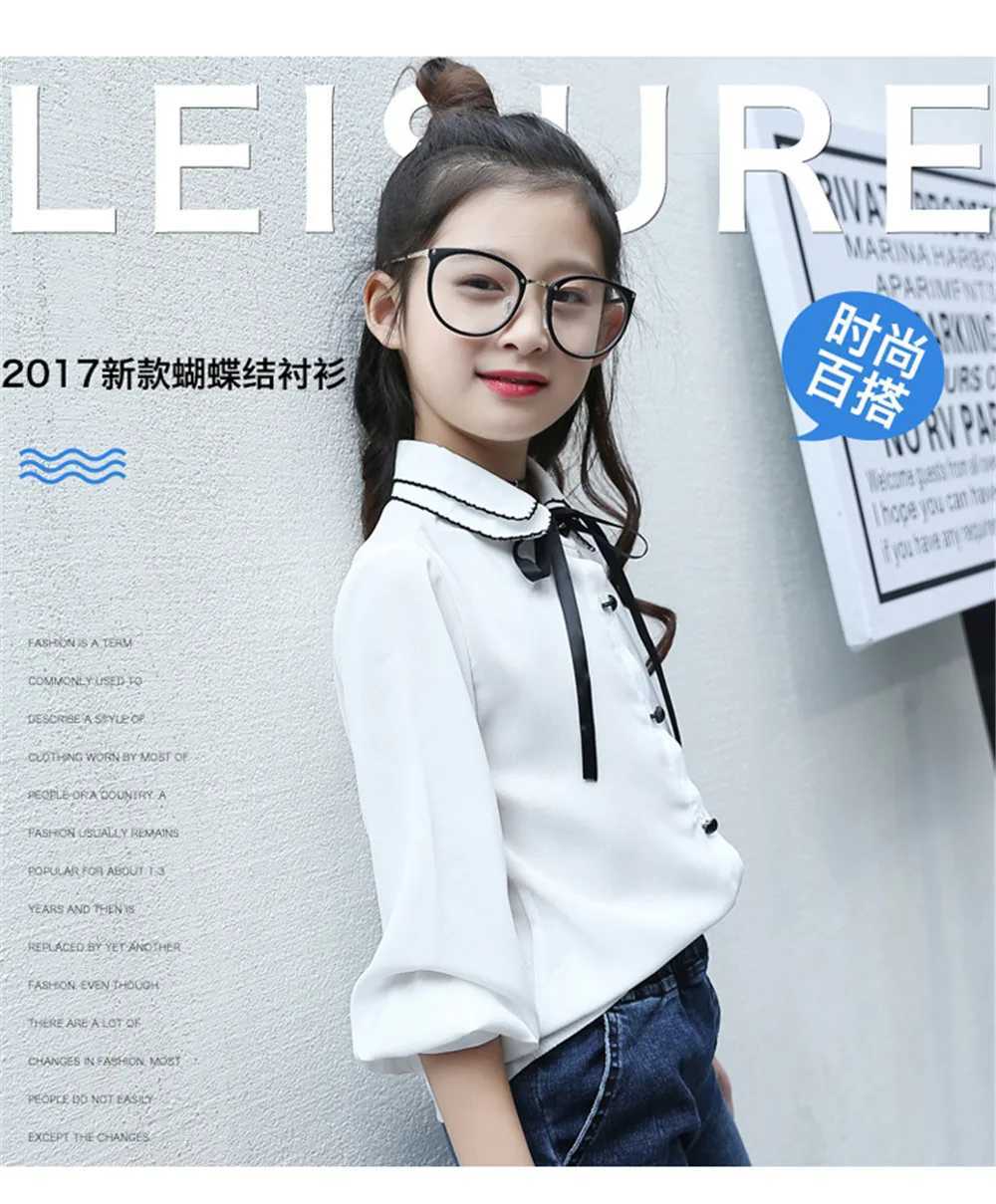 Children Blouses for Girls Chiffon Shirts Baby Tops Teenage Girls Long Sleeve School Uniform Shirts 9 12 14 Years Kids Blouses Y240906