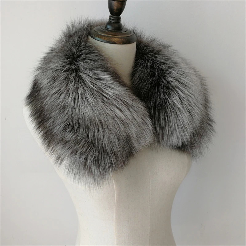 Winter 100% natural silver fox fur square collar womens red fox fur short scarf thick warm detachable muffler shawl 240906