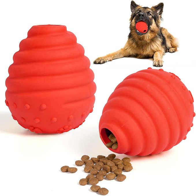 Treat Dispensing Puzzle Dog Toys for Aggressive Honeycomb Shape Interactive Natural Rubber Durable Puppy Slow Feeder Toys for IQ Training Mental Enric