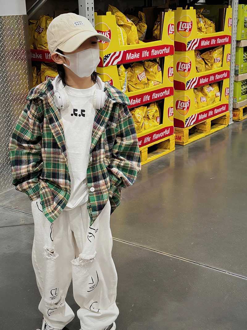 Childrens Shirt Coat For Boys Spring And Autumn New Childrens Spring Thin Coat With a Hood To Wear Korean Version Y240906