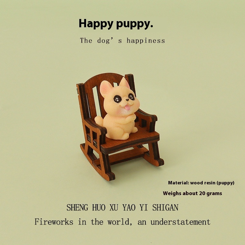 Adorable Creatures Mini Rocking Chairs Set - Pets-themed Small Scale Scenic Display Accessory