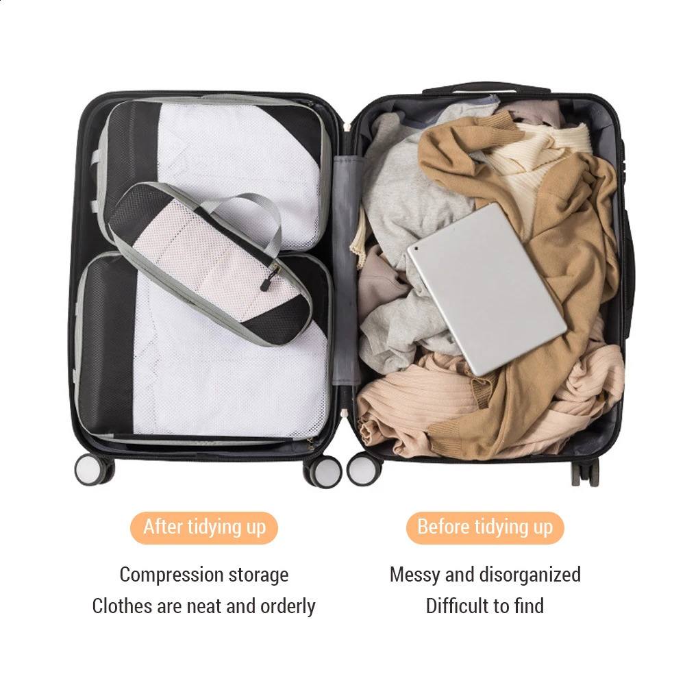 1 set of compressed cube travel packaging organizer used for carrying luggage bags 240906