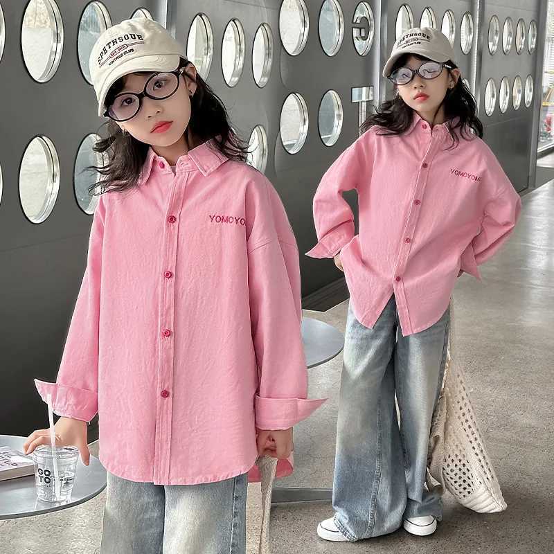 Girls Pure Cotton Coat Spring and Autumn 2024 New Childrens Wear Little Girl Western Leisure Shirt Childrens Spring Y240906