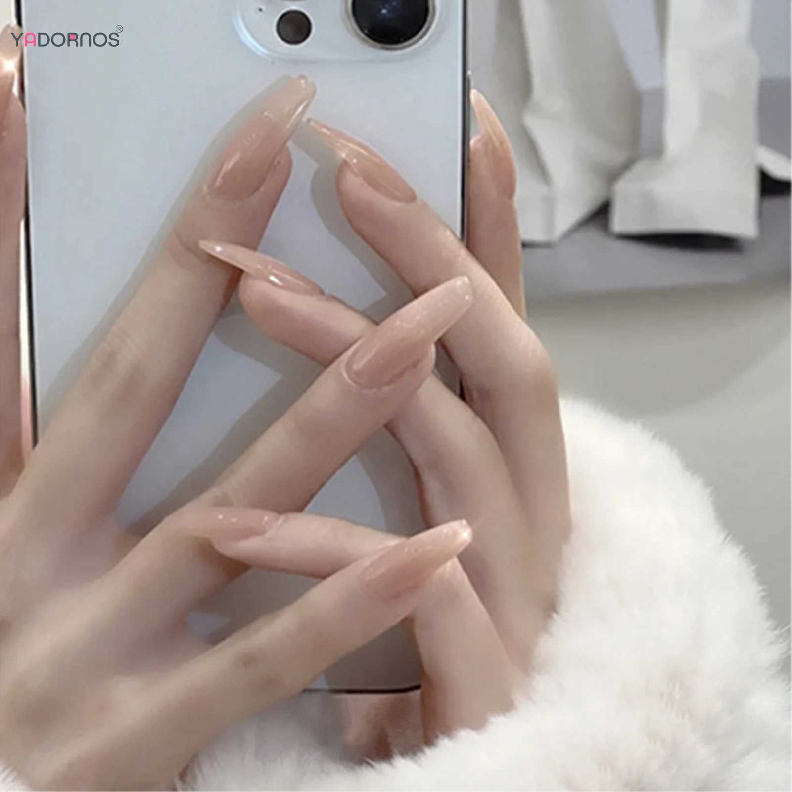 24 pieces of gradient pink pressed on nails long holiday nails smooth long finished nail tips suitable for nail extension W240905