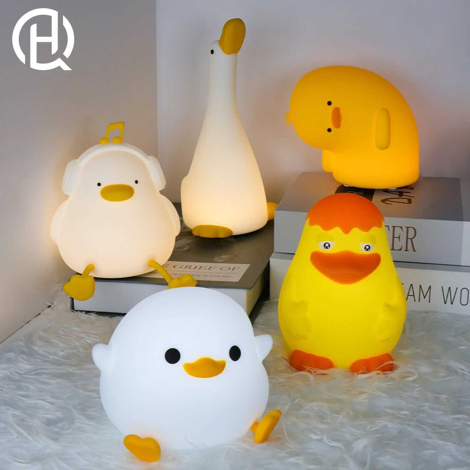 Cute Duck Night Light Silicone Kindergarten Sleep Light Rechargeable Desk Lamp with Touch Sensor Suitable for Bedroom Children Adult Gifts W240816