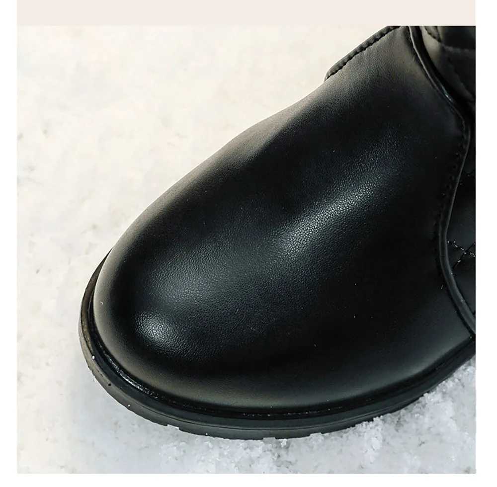 Winter High Boots For Girls Thick Warm Faux Fur Snow Boots Waterproof Platform Teenager Girls Plush Boots Calf Length Footwear M240906