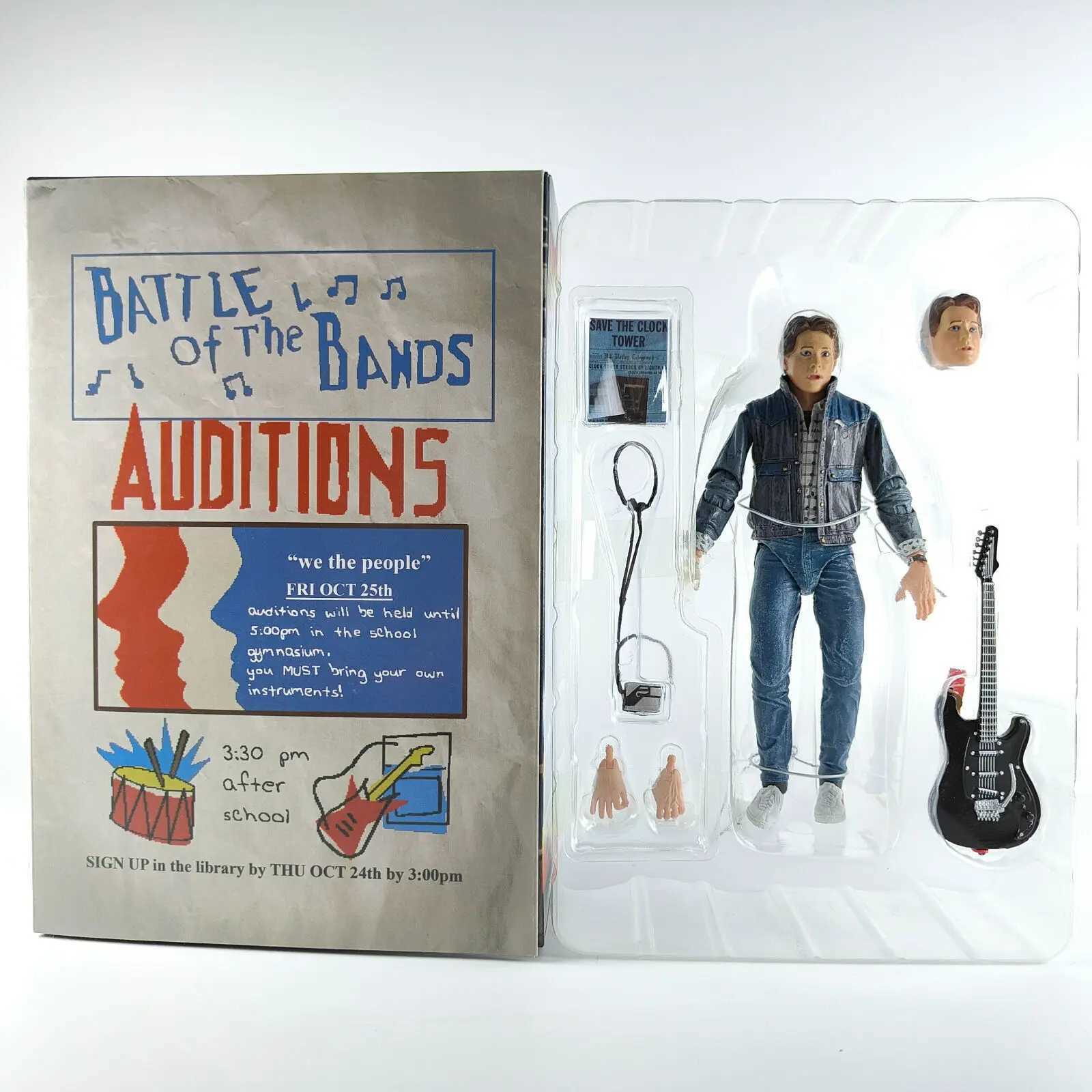Neca Guitar Marty Figure Back to the Future Part II 1985 Guitar Marty McFly Audition Action Figure Model Toy for Birthday Gifts W240905