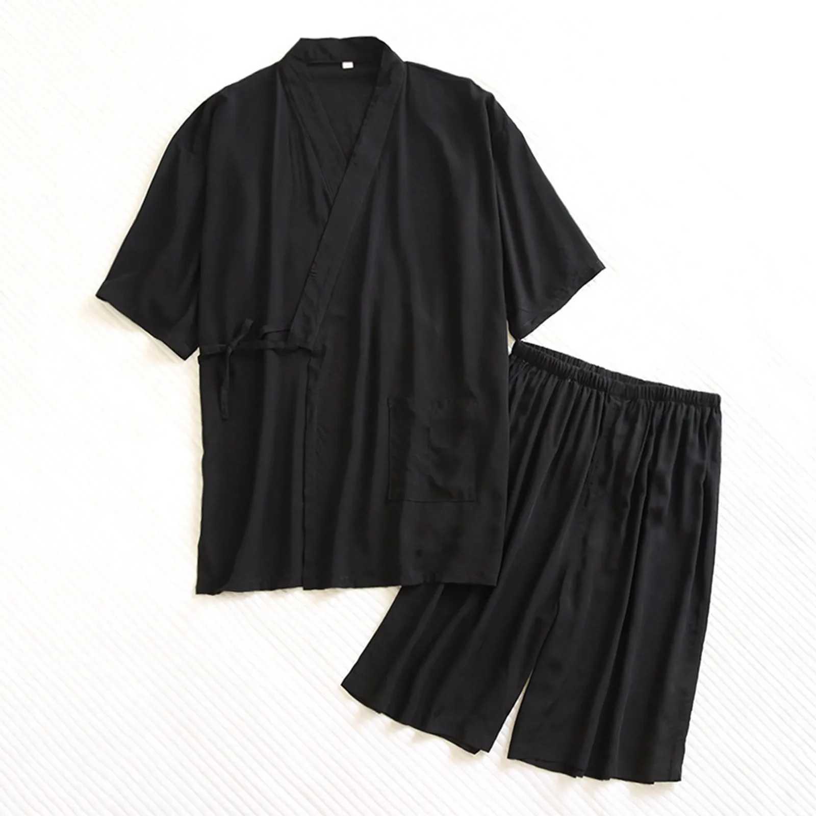 2024 Summer New Japanese Style Couples Thin Cotton Pajamas Kimono Short Sleeve Shorts Plus Size Pajamas Home Wear Light Pajamas Y240906