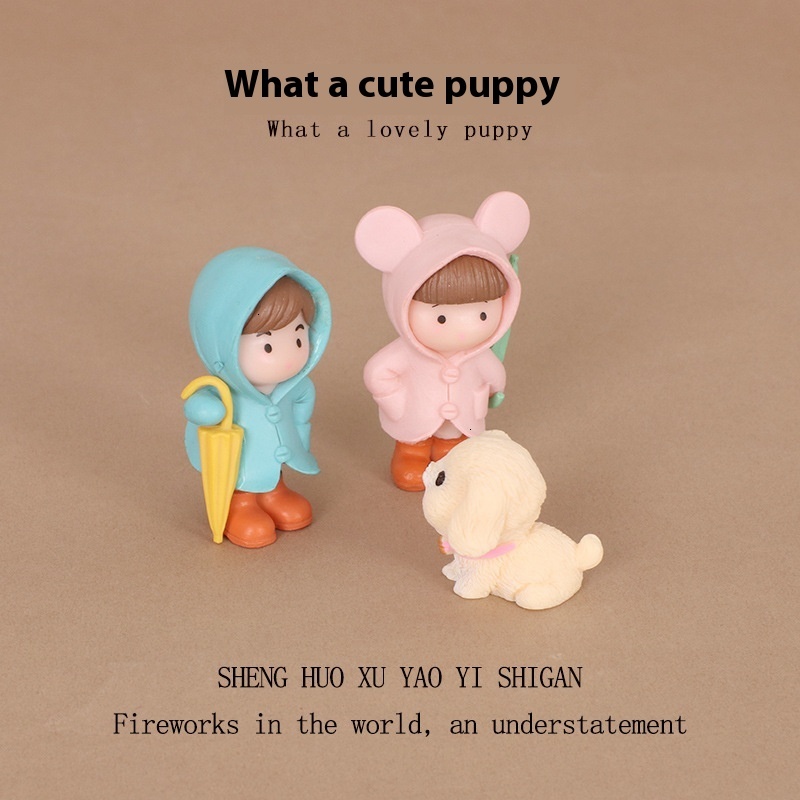 Cartoon Creative Mini Cute Dog Umbrella Girl Boy Plastic Crafts Home Decor Car Ornament