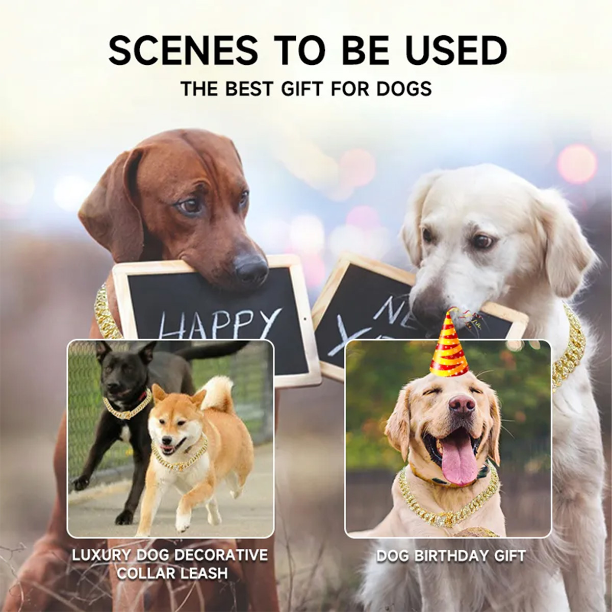 Halloween Pet toy Dog Chain Diamond Collar Walking Metal Chain Collar with Design Secure Buckle Pet Collar Jewelry Accessories for Small Medium Large 