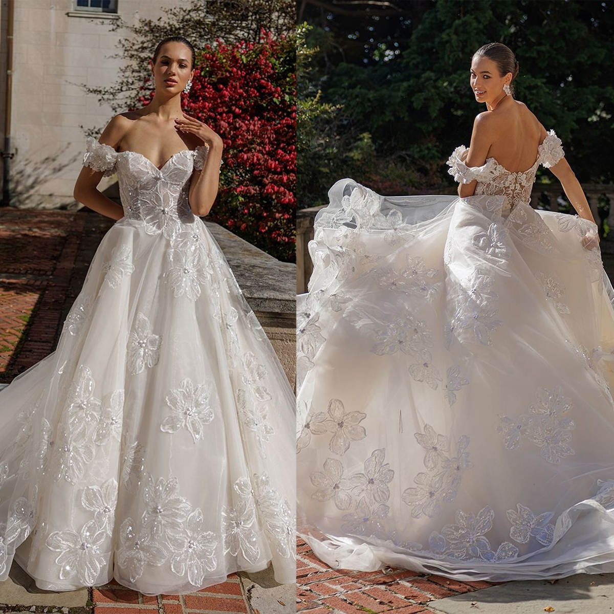Elegant A Line Wedding Dress Off Shoulder Short Sleeve Lace Appliques Bridal Gowns Sexy Sweep Train Bride Dresses Custom Made