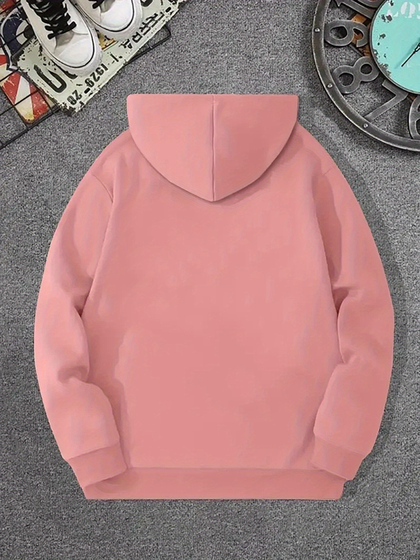 Casual Hooded Sweatshirt with Pocket - Knit Fabric Regular Fit Polyester Hoodie with Geometric Peterbilt Logo for Autumn/Winter