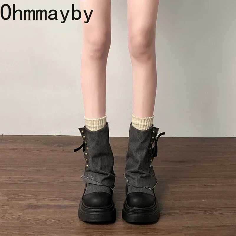 Designer Womens Short and Fat Denim Short Boots Fashion Platform High Heels Boots Womens Comfortable Shoes CL240906