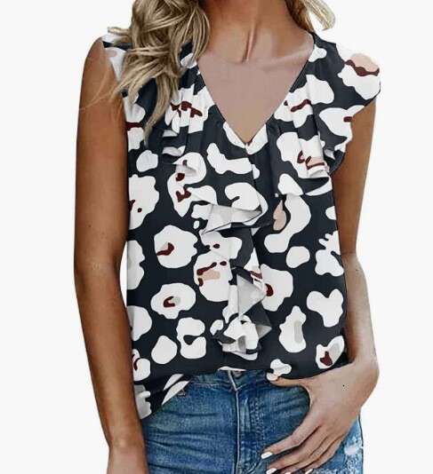 Temu Summer New Women's Printed Mushroom Edge T-shirt Tank Top