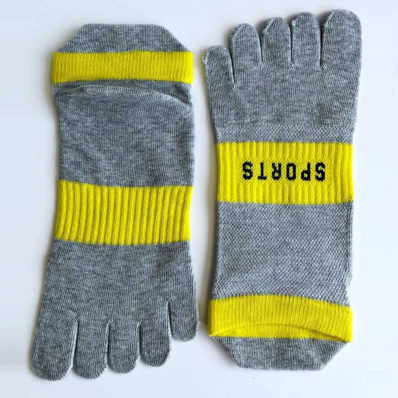 1/5 Pairs Men Ankle 5 Finger Socks Mesh Breathable Compression Sweat-Absorbing Shallow Mouth Fitness Hiking Sport Boat Toe Socks Y240906