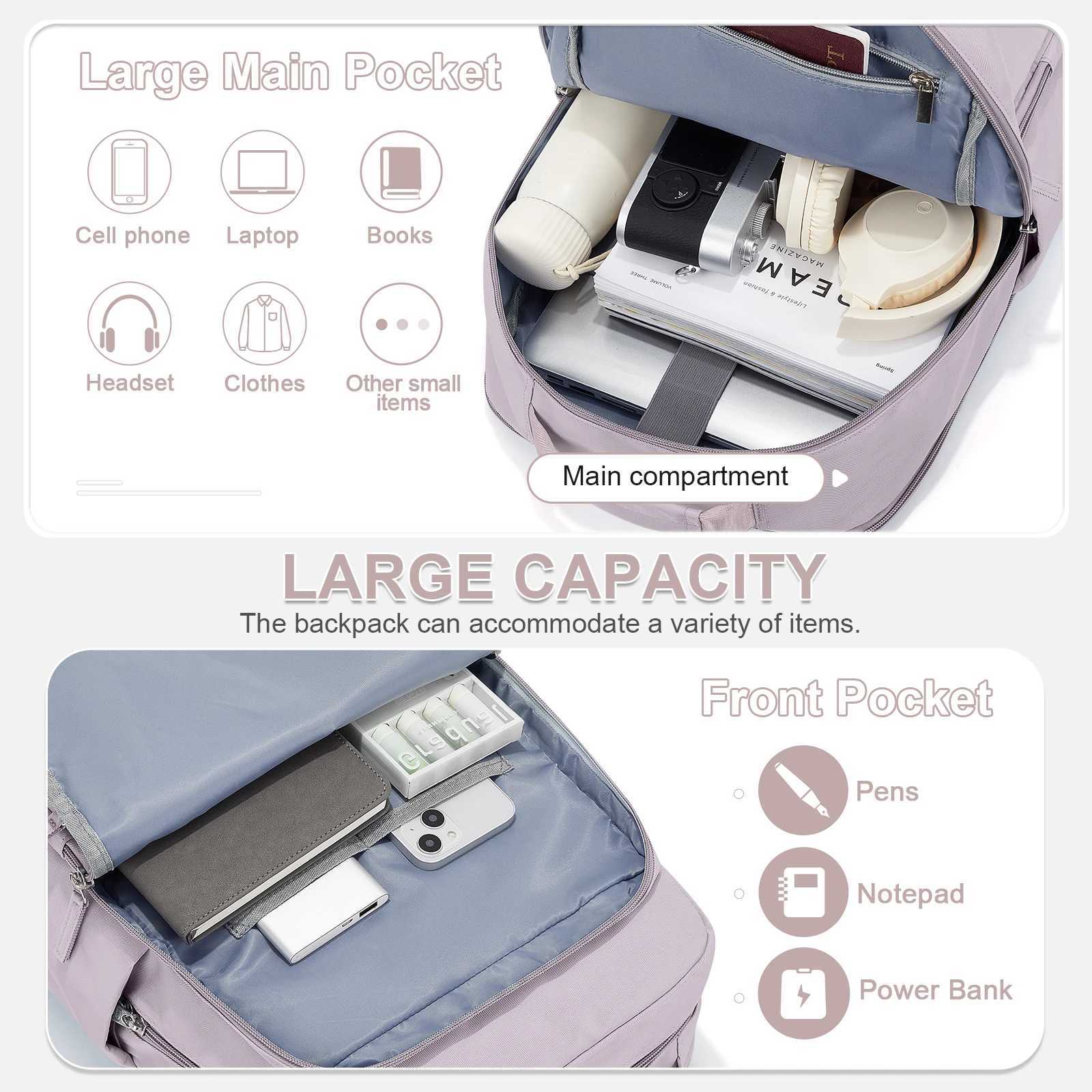 Backpacks for Women Versatile College Daypack Casual Student Schoolbag Waterproof Large Capacity Travel Backpack Laptop Bag 240906
