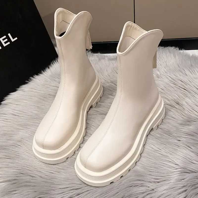 womens Martin soft leather ankle boots 2023 new white thick soled mesh popular single-layer short boots CL240906