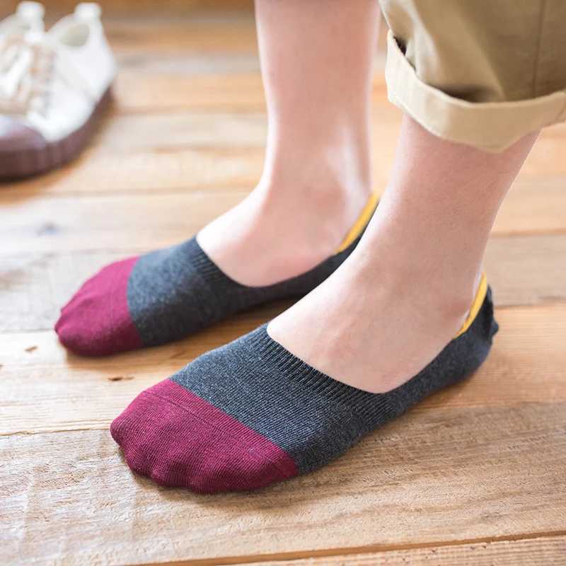 5 pairs of newly arrived mens striped boat socks for spring summer and autumn casual wear non slip silicone cotton breathable invisible socks W240905