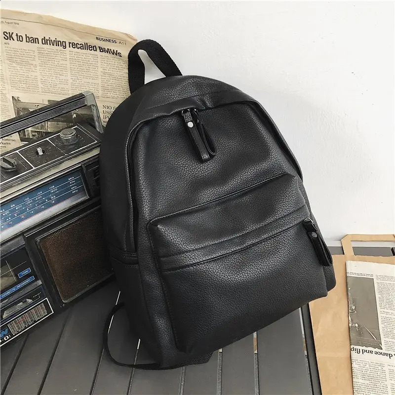 Fashion Backpack Laptop Shoulder Bag PU Leather Travel Womens University Student Teenage Girl 240906