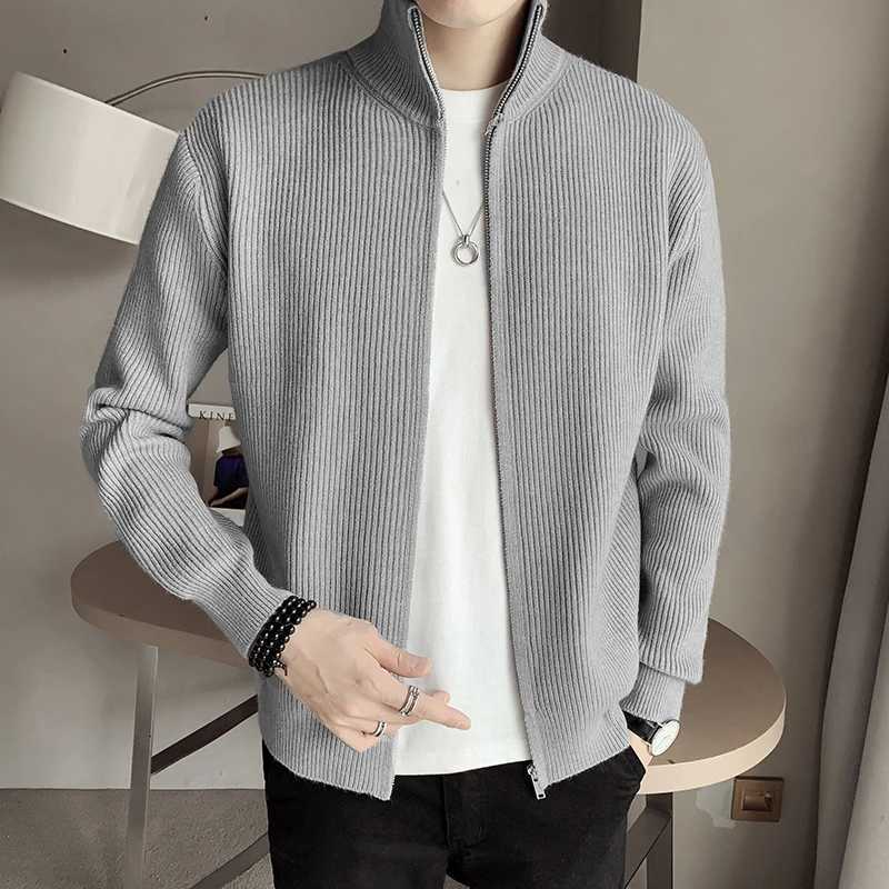 2023Fine Mens Fashion Breathable Casual British Style Youth College Fashion Trend Comfortable Slim Cardigan Korean Version Knit Y240906