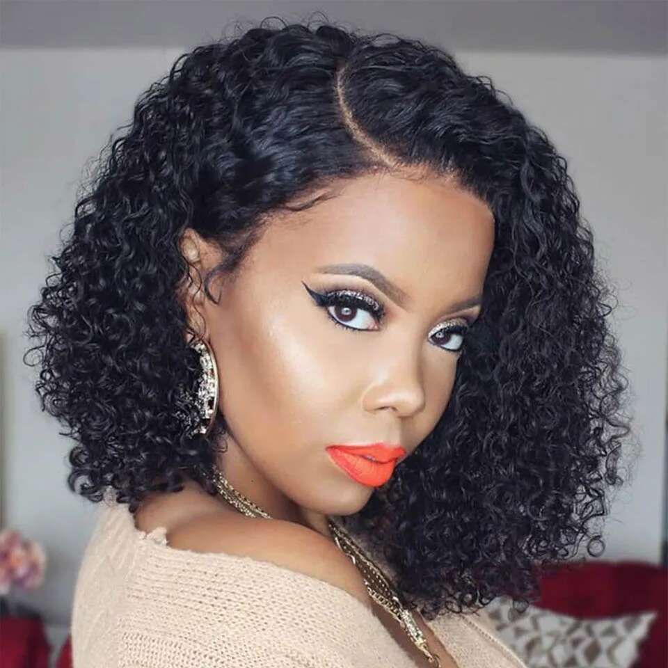 200D Wave Human Hair 4X4 Lace Front Wig Pre Plucked Transparent Brazilian Deep Curly Bob Wigs
