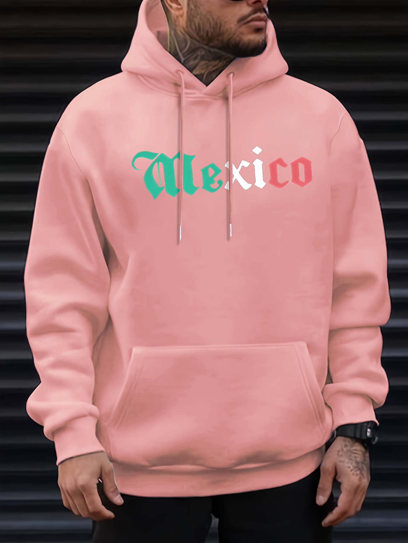 Mexico Print Mens Hoodie, Casual Long Sleeve Hoodies Pullover Sweatshirt, Men's Clothing, For Fall Winter