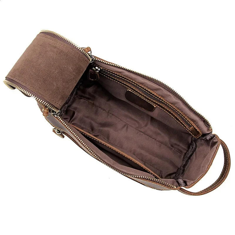 leather toilet bag mens wash shaving Dopp kit womens travel makeup 240906