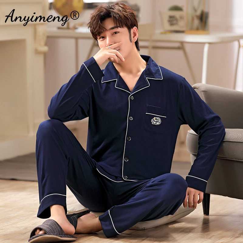 Plus Size 3xl 4xl 5xl 6xl Big Guys Pajamas for Men Large Loungewear Cardigan Plaid Fashion Homewear Fat Mans Pijamas Father Pjs Y240906