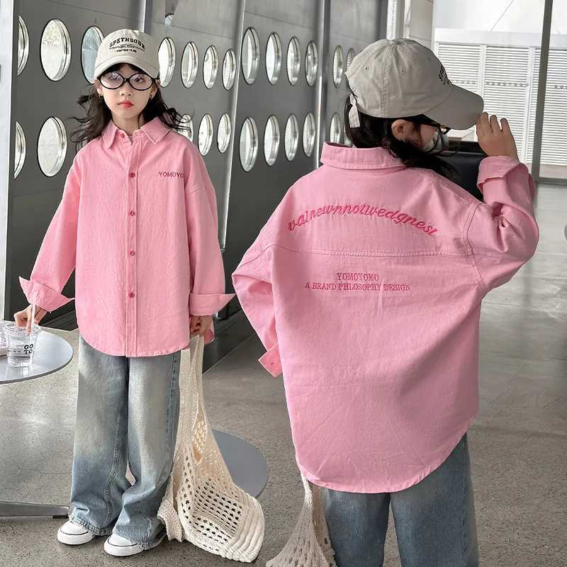 Girls Pure Cotton Coat Spring and Autumn 2024 New Childrens Wear Little Girl Western Leisure Shirt Childrens Spring Y240906