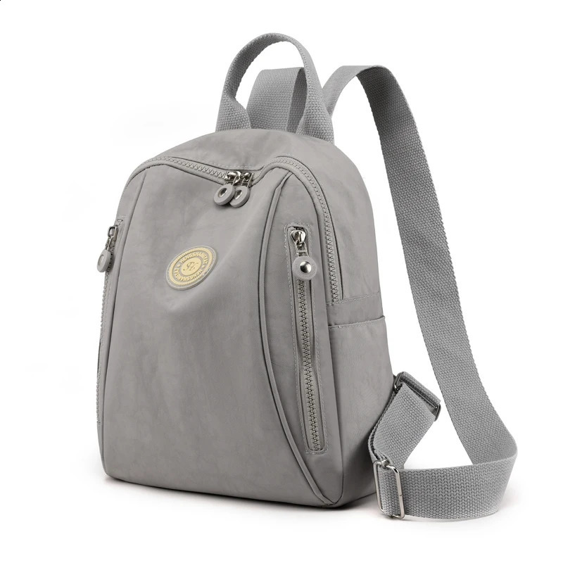 Lightweight student backpack fashionable womens waterproof nylon soft handle solid multi pocket travel zipper 240906