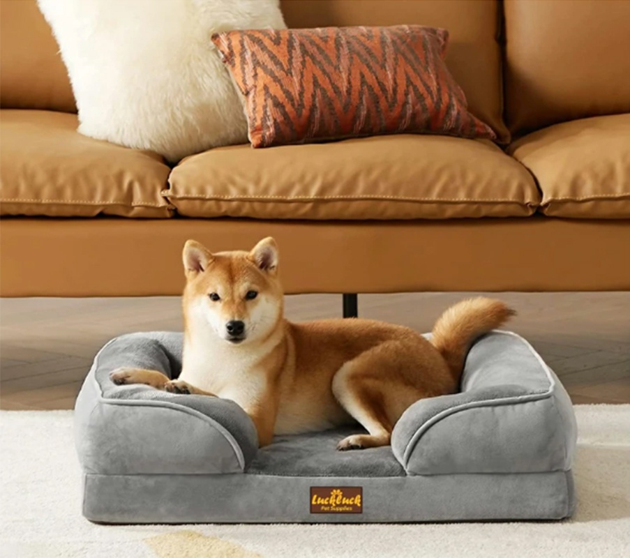 Large Orthopedic Dog Bed - Washable Pet Sofa Support Foam with Removable Cover & Waterproof Lining