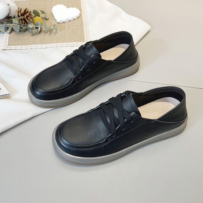Head layer cowhide small white shoes women 2024 new soft bottom soft surface shoes flat casual shoes