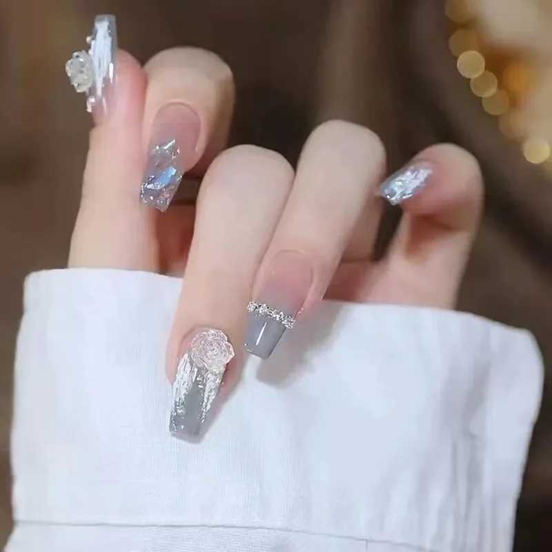 2024 New White Nail Patch Red Camellia Mid holiday Nail Patch W240905