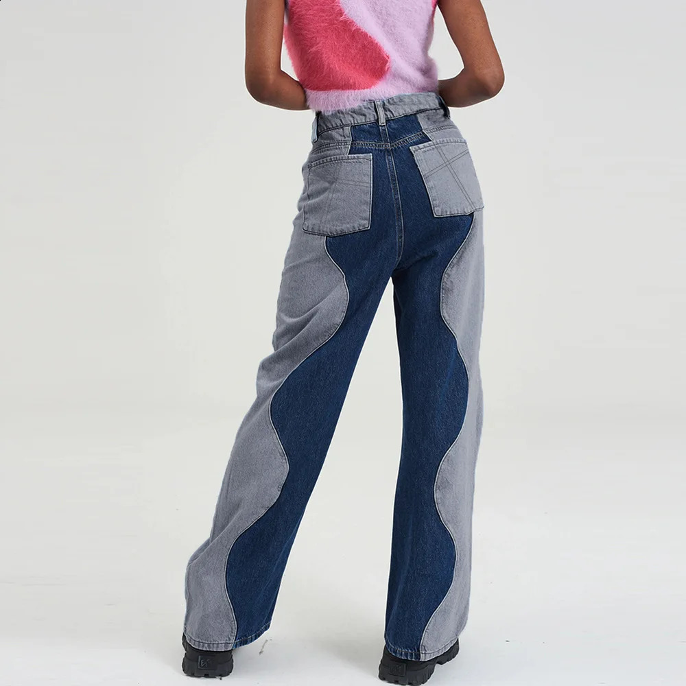 Womens Jeansautumn Stylewomens Trend Fashion Low Waist Contrast Color Personality Straight Jeans 240906