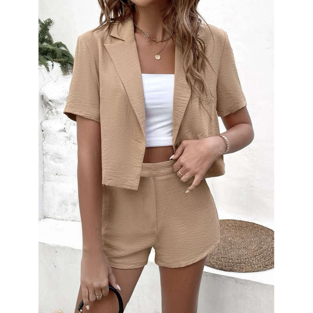 2024 TEMU suit top and shorts two-piece set for women's clothing