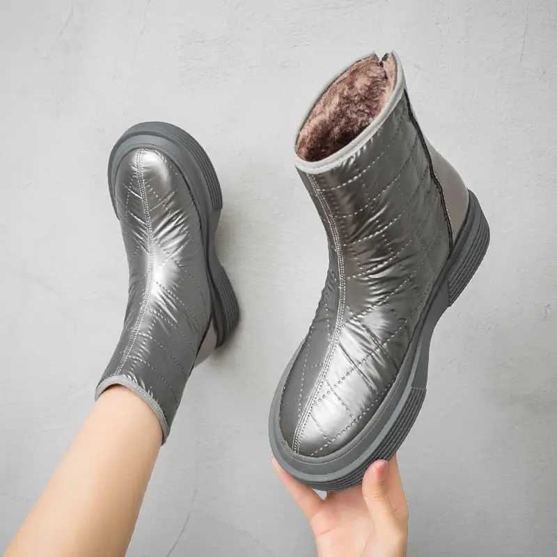 Womens winter thick soled waterproof plus velvet warm cotton shoes platform anti slip shoes womens ankle boots CL240906