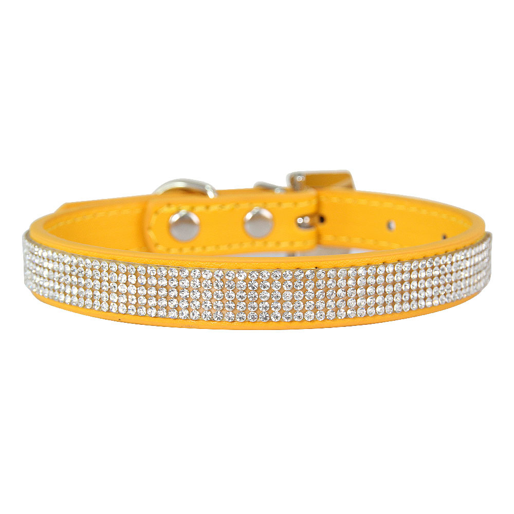 Pet cat collar dog collar shiny leather diamond collar adjustable suitable for wearing by various types of pets