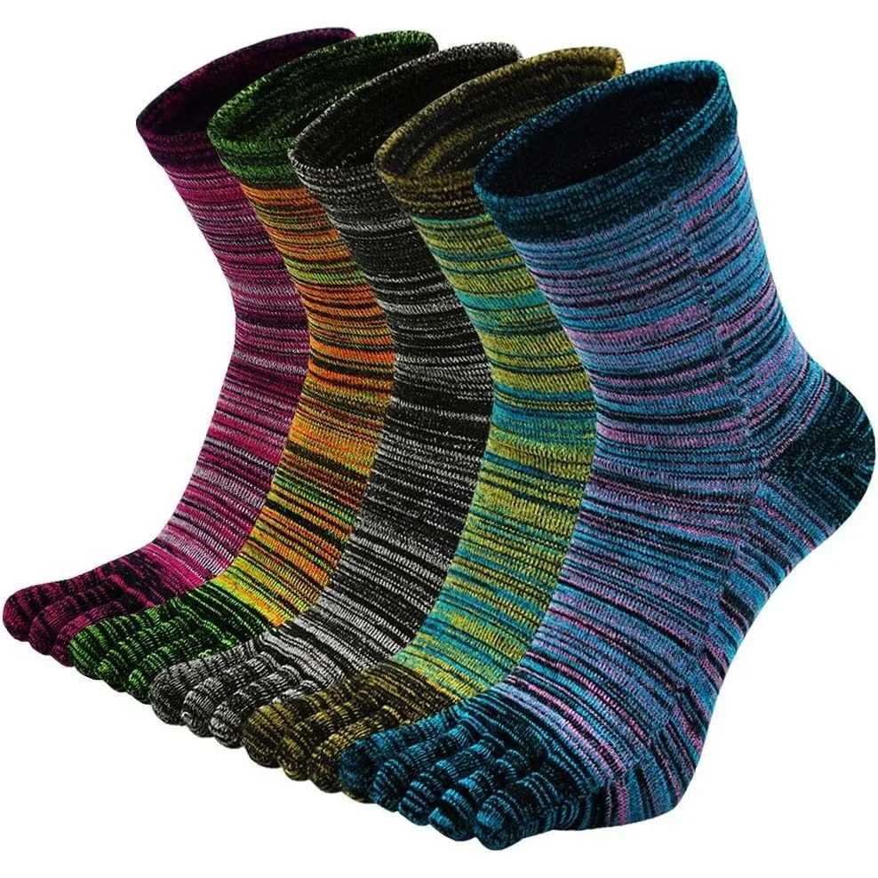5 pairs of toe sports socks mens mesh business sweat absorption shallow mouth striped fitness travel 5 finger socks anti slip exercise W240905