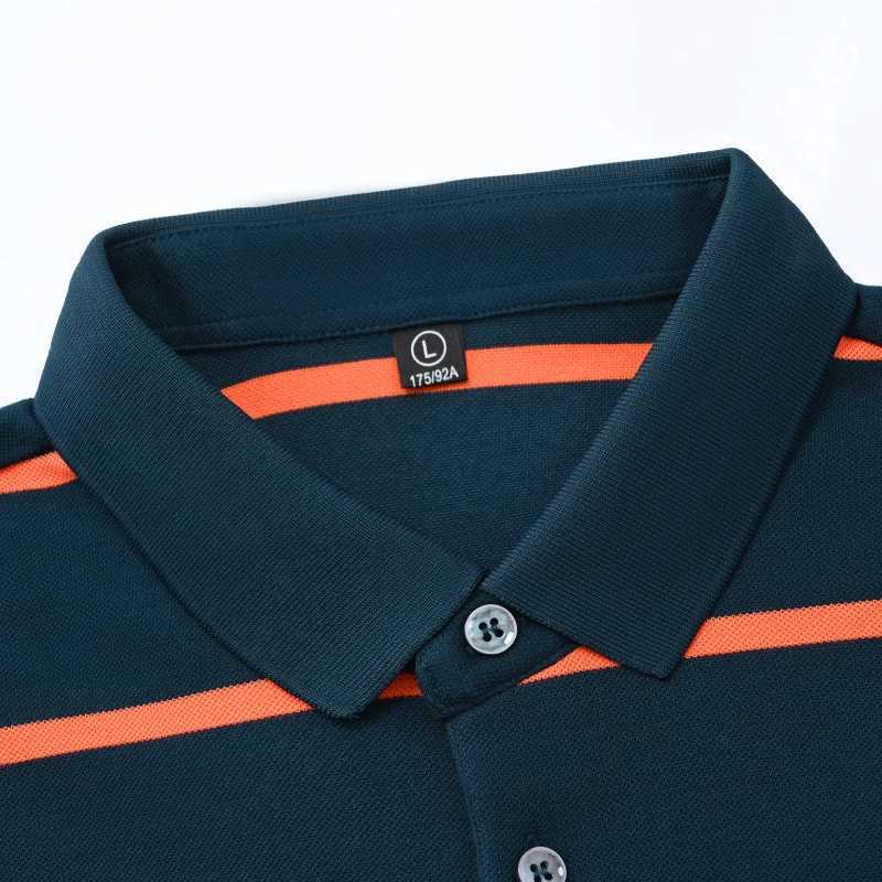 Autumn winter New mens shirt polo long sleeve mens polo shirt High quality business casual striped polos top Mens clothingXJ240906