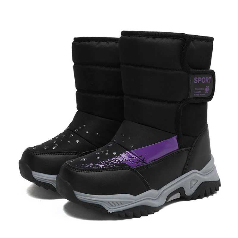 YISHEN Winter Children Shoes Warm Plush Waterproof Non-Slip Snow Boots For Kids Rubber Sole Fashion Outdoor Boys Girls Shoes M240906